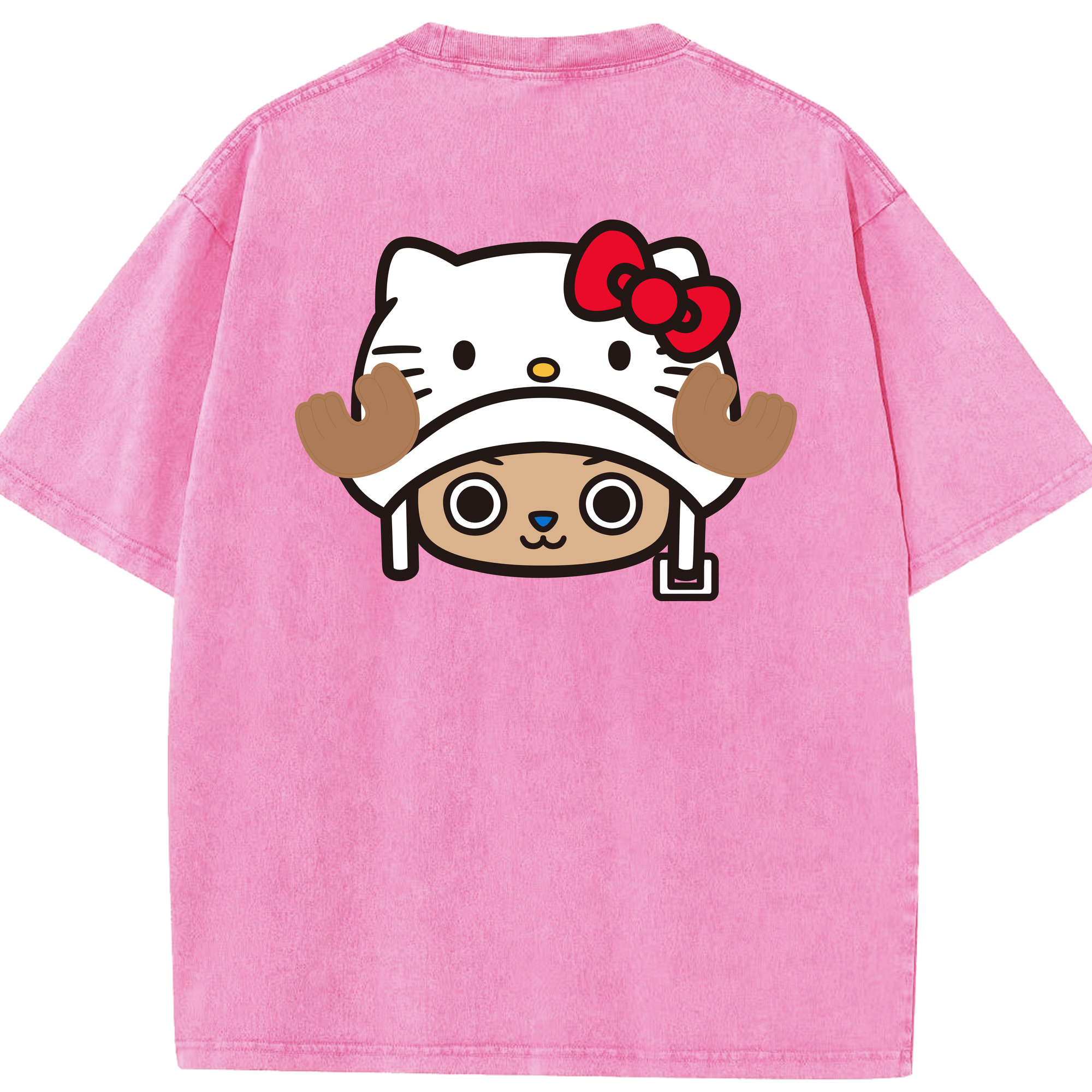 （画像用） Hello Kitty ハローキティ 綿100% ヴィンテージ風 半袖Tシャツ（背面プリント）